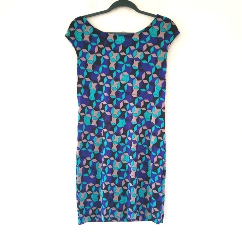 *Banana Republic Blue Geo Print Sheath Dress Sz XS